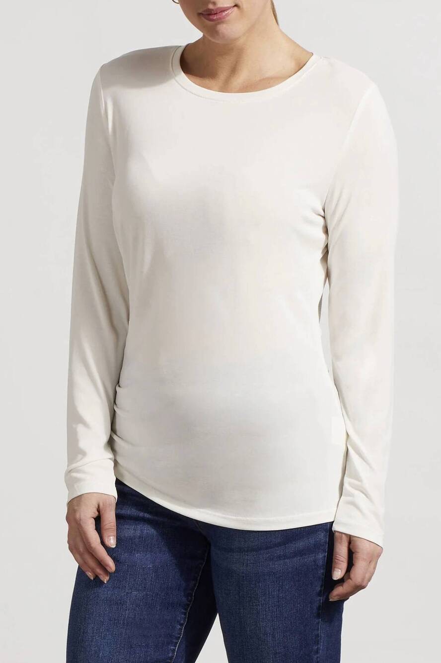 NEW TRIBAL ruched side knit top in cream